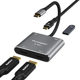 Cable Time - USB-C HUB 4-in-1 with Dual HDMI 4K / Space Gray