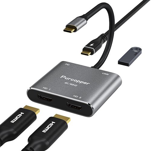 Cable Time - USB-C HUB 4-in-1 with Dual HDMI 4K / Space Gray