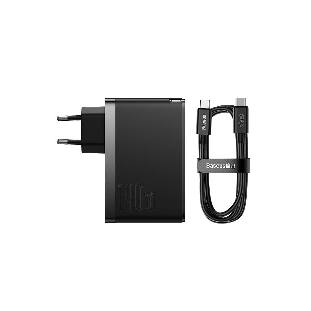 Baseus - GaN5 Pro 140W Power Adapter with USB-C Cable / Black 