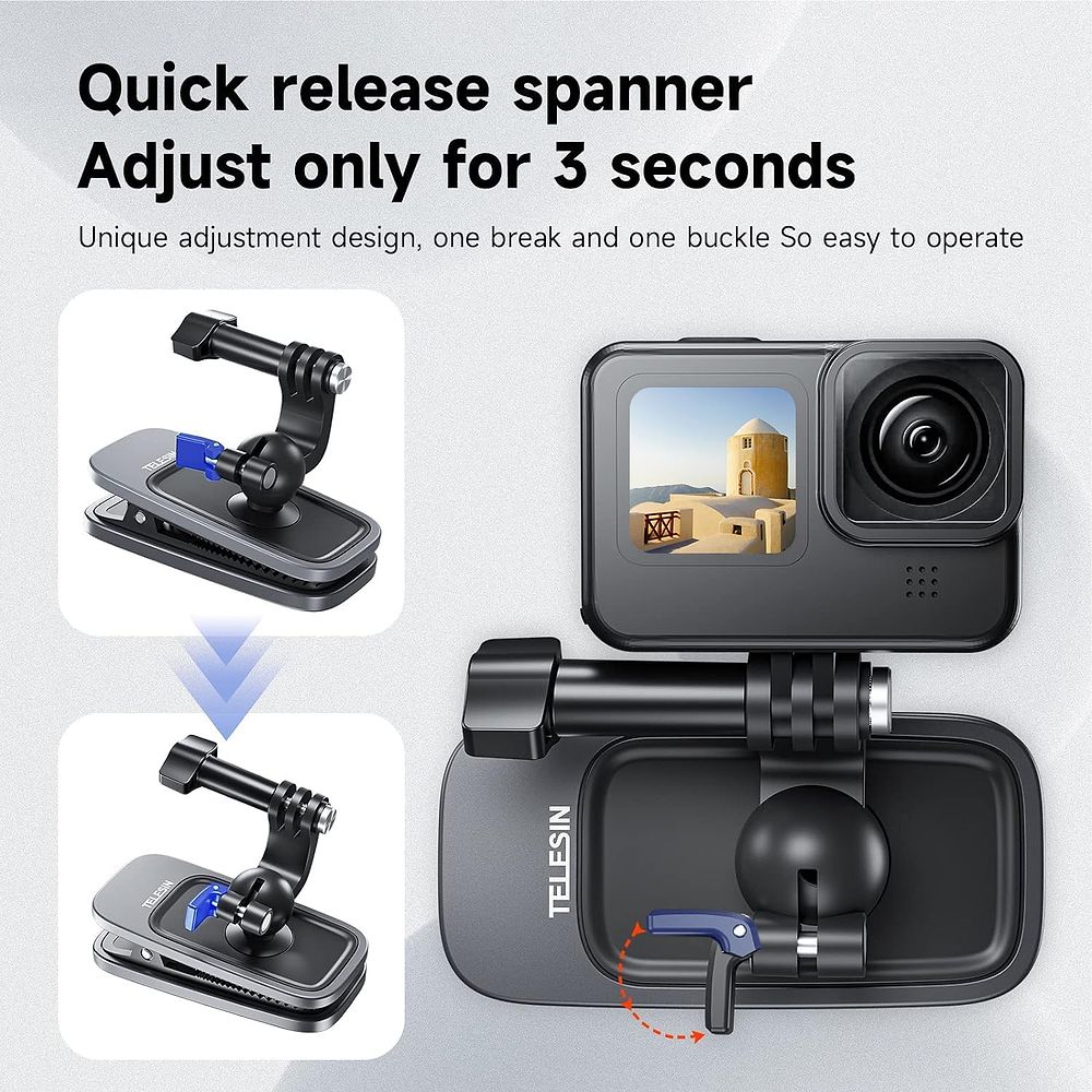 Telesin - Backpack Clip Mount for Action Cameras / Black
