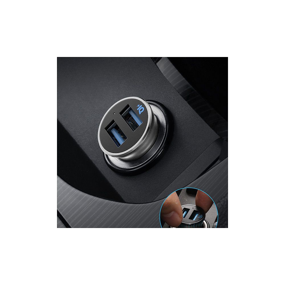 Anker - PowerDrive 2 Alloy Car Charger 24W USB-A and USB-C / Black