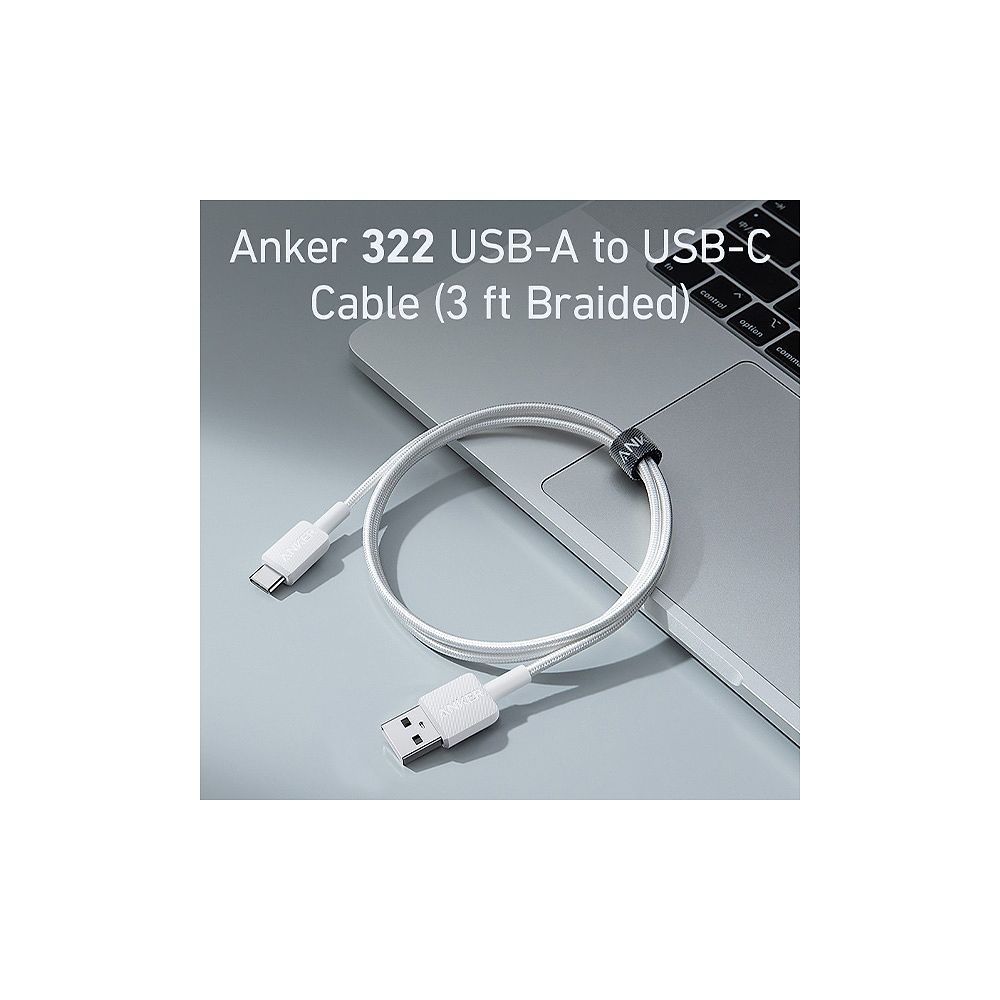 Anker - USB-A to USB-C Nylon Braided Cable (1m) / White