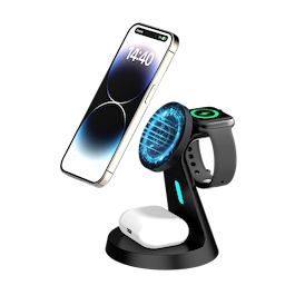 miracase - 3-in-1 Charger with MagSafe for iPhone Apple Watch and AirPods (MQMW600) / Black