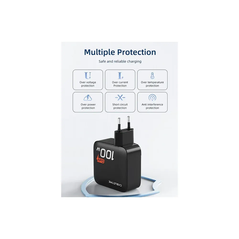 Cable Time - 100W Power Adapter (3 USB-C & 1 USB-A Ports) / Black