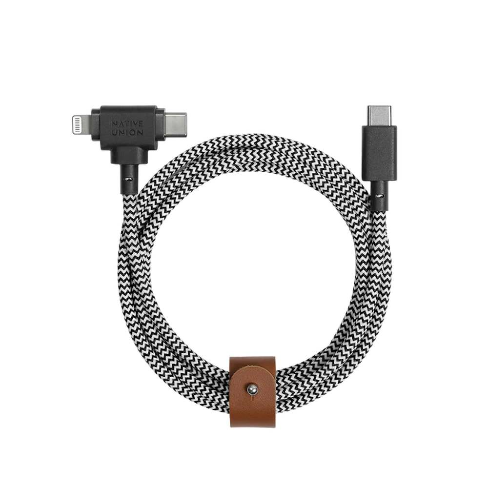 כבל טעינה דו-שימושי 2-ב-1 עם חיבור USB-C ו-Lightning, טעינה מהירה עד 60W, עמיד במיוחד ומעוצב לשימוש יומיומי נוח.