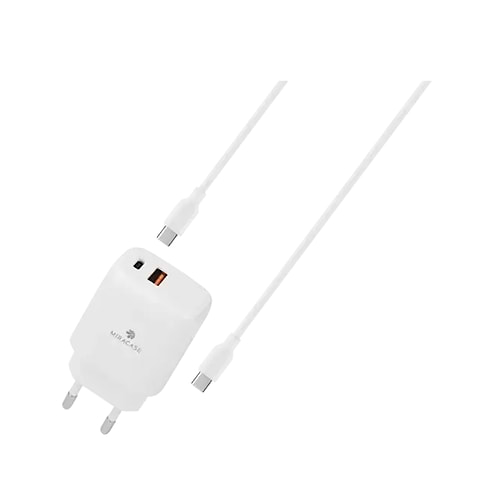 miracase - 25W Power Adapter with USB-C to Lightning Cable / White