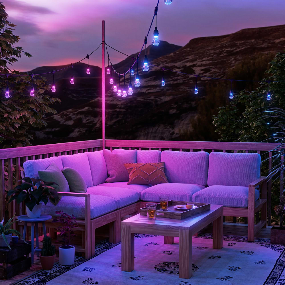 Nanoleaf - Matter Smart Multicolor Outdoor String Lights Starter Kit (30m) 40 Bulbs / Black