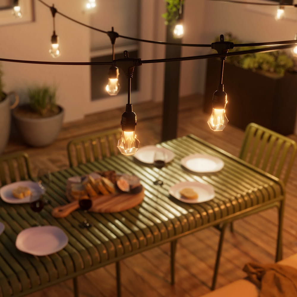 Nanoleaf - Matter Smart Multicolor Outdoor String Lights Starter Kit (30m) 40 Bulbs / Black