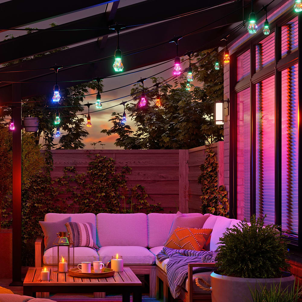 Nanoleaf - Matter Smart Multicolor Outdoor String Lights Starter Kit (30m) 40 Bulbs / Black