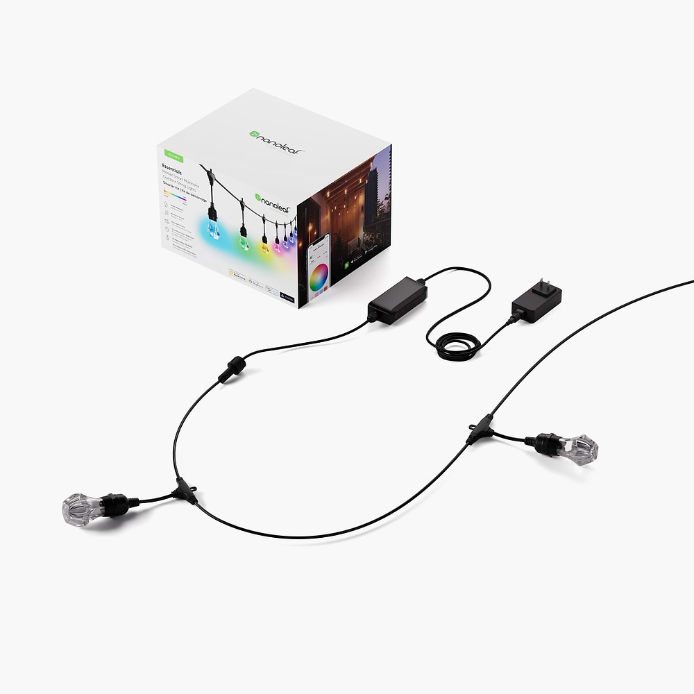 Nanoleaf - Matter Smart Multicolor Outdoor String Lights Starter Kit (30m) 40 Bulbs / Black
