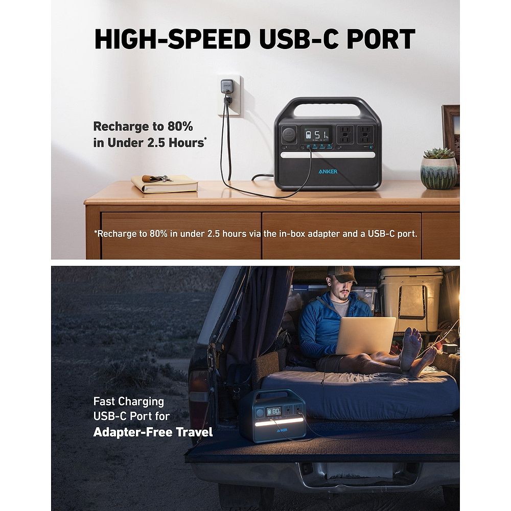 Anker - 535 Portable Power Station 512Wh / Black