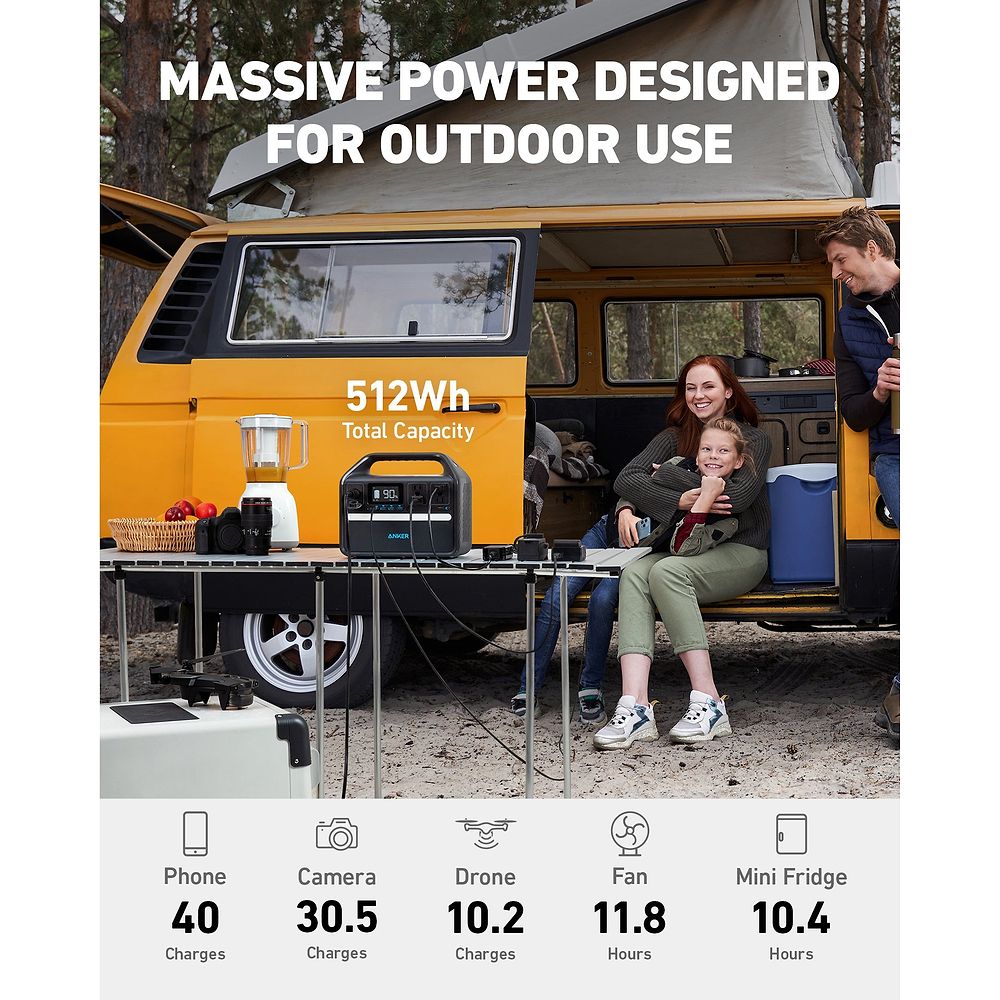 Anker - 535 Portable Power Station 512Wh / Black