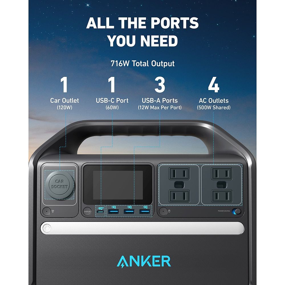 Anker - 535 Portable Power Station 512Wh / Black
