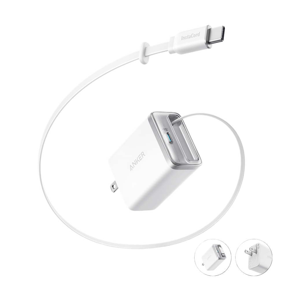 Anker - 35W Nano Power Adapter with USB-C Retractable Cable / White
