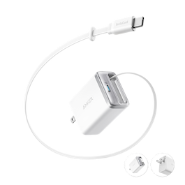 Anker - 35W Nano Power Adapter with USB-C Retractable Cable / White