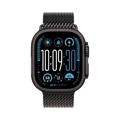 Apple - Apple Watch Ultra 2 GPS + Cellular 49mm / Black Titanium Case with Black Titanium Milanese Loop (L)