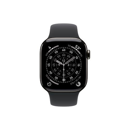 Apple - Apple Watch Series 11 GPS + Cellular 42mm / Slate Titanium Case with Black Sport Band (M/L)