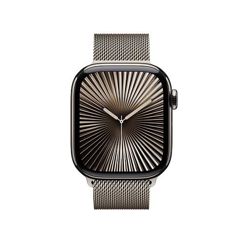 Apple - Apple Watch Series 10 GPS + Cellular 42mm / Natural Titanium Case with Natural Milanese Loop
