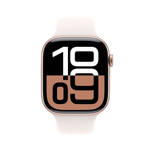 Apple - Apple Watch Series 10 GPS 46mm / Rose Gold Aluminium Case with Light Blush Sport Band (S/M)