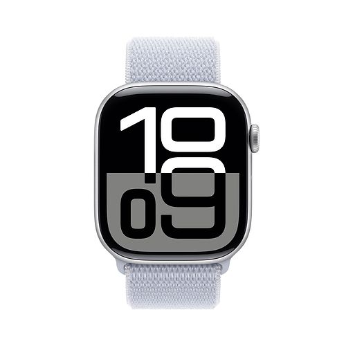 Apple - Apple Watch Series 10 GPS 46mm / Silver Aluminium Case with Blue Cloud Sport Loop