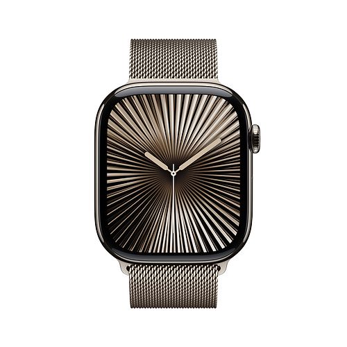 Apple - Apple Watch Series 10 GPS + Cellular 46mm / Natural Titanium Case with Natural Milanese Loop (S/M)