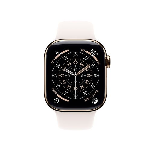 Apple - Apple Watch Series 11 GPS + Cellular 42mm / Gold Titanium Case with Light Blush Sport Band (M/L)