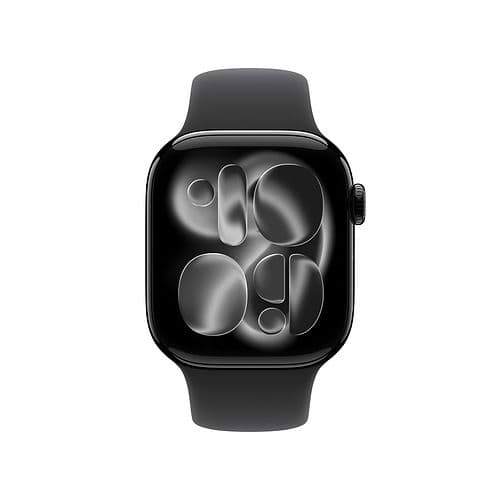 Apple - Apple Watch Series 11 GPS + Cellular 42mm / Jet Black Aluminium Case with Black Sport Band (S/M)