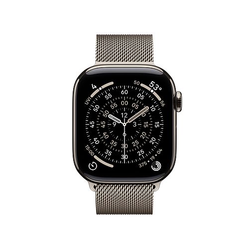 Apple - Apple Watch Series 11 GPS + Cellular 42mm / Natural Titanium Case with Natural Milanese Loop