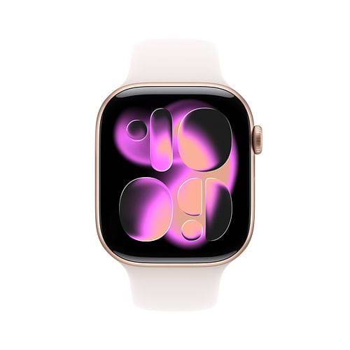 Apple - Apple Watch Series 11 GPS 46mm / Rose Gold Aluminium Case with Light Blush Sport Band (S/M)