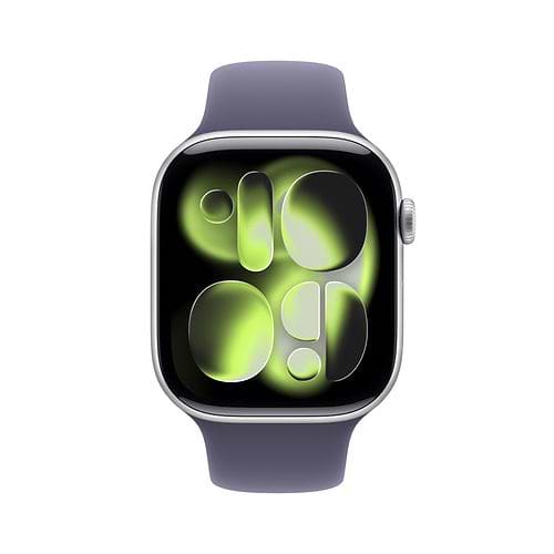 Apple - Apple Watch Series 11 GPS 46mm / Silver Aluminium Case with Purple Fog Sport Band (S/M)
