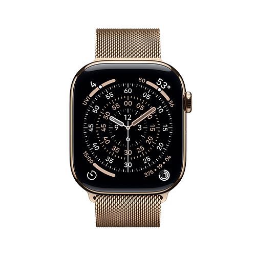 Apple - Apple Watch Series 11 GPS + Cellular 46mm / Gold Titanium Case with Gold Milanese Loop (M/L)