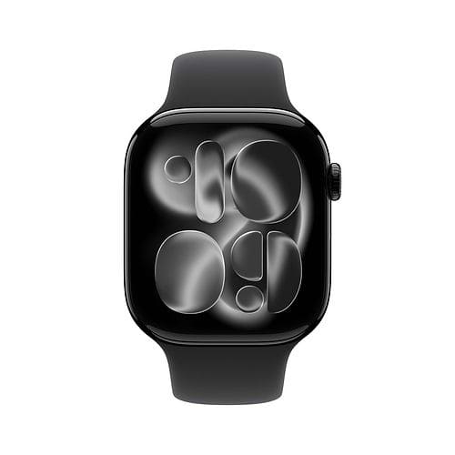 Apple - Apple Watch Series 11 GPS + Cellular 46mm / Jet Black Aluminium Case with Black Sport Band (M/L)
