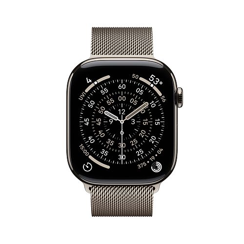 Apple - Apple Watch Series 11 GPS + Cellular 46mm / Natural Titanium Case with Natural Milanese Loop (S/M)