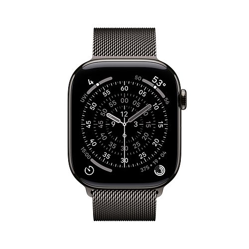 Apple - Apple Watch Series 11 GPS + Cellular 46mm / Slate Titanium Case with Slate Milanese Loop (M/L)