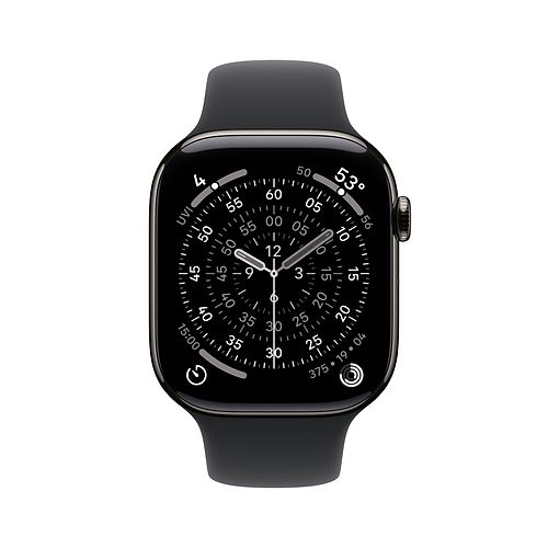 Apple - Apple Watch Series 11 GPS + Cellular 46mm / Slate Titanium Case with Black Sport Band (S/M)