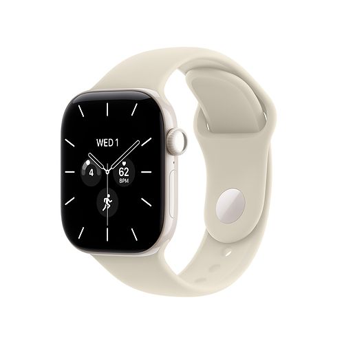 Apple - Apple Watch Series 12 GPS + Cellular 42mm / Pearl White Ceramic Case with Sand Sport Band (S/M)