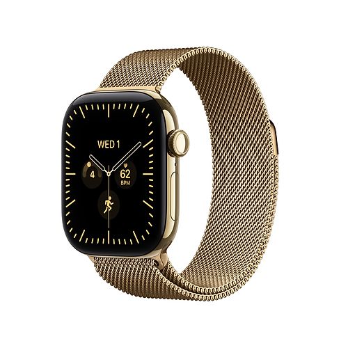 Apple - Apple Watch Series 12 GPS + Cellular 42mm / Radiant Gold Titanium Case with Radiant Gold Milanese Loop