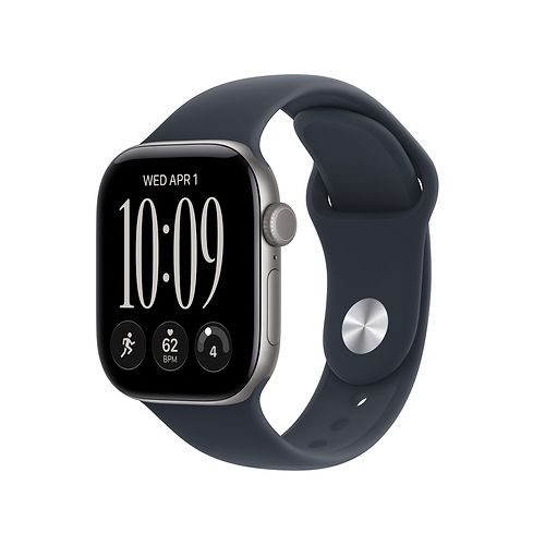 Apple - Apple Watch Series 12 GPS + Cellular 42mm / Space Grey Aluminium Case with Navy Blue Sport Band (S/M)