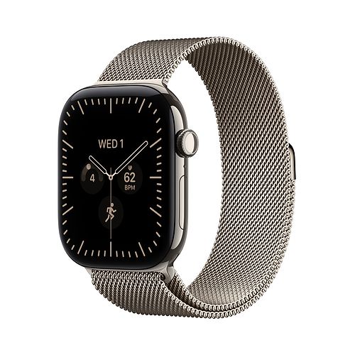 Apple - Apple Watch Series 12 GPS + Cellular 46mm / Natural Titanium Case with Natural Milanese Loop (M/L)