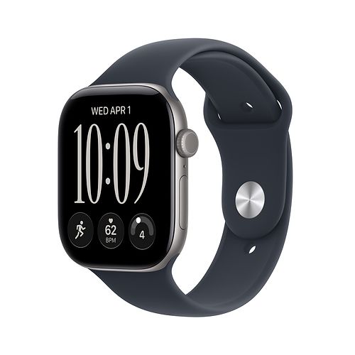 Apple - Apple Watch Series 12 GPS + Cellular 46mm / Space Grey Aluminium Case with Navy Blue Sport Band (M/L)