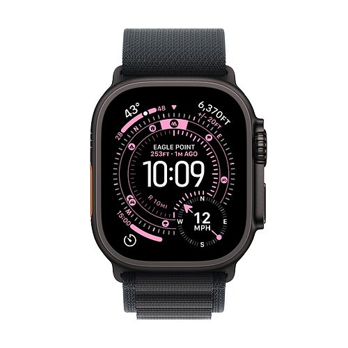 Apple - Apple Watch Ultra 3 GPS + Cellular 49mm / Black Titanium Case with Black Alpine Loop (S)
