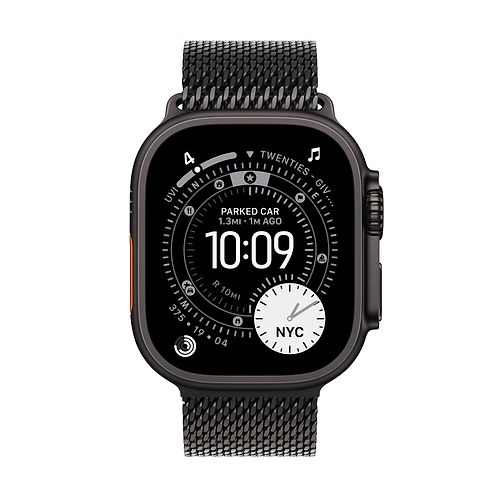 Apple - Apple Watch Ultra 3 GPS + Cellular 49mm / Black Titanium Case with Black Titanium Milanese Loop (M)