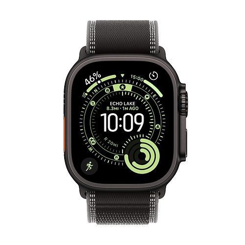 Apple - Apple Watch Ultra 3 GPS + Cellular 49mm / Black Titanium Case with Black/Charcoal Trail Loop (S/M)