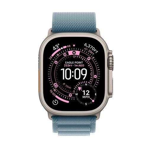 Apple - Apple Watch Ultra 3 GPS + Cellular 49mm / Natural Titanium Case with Light Blue Alpine Loop (S)