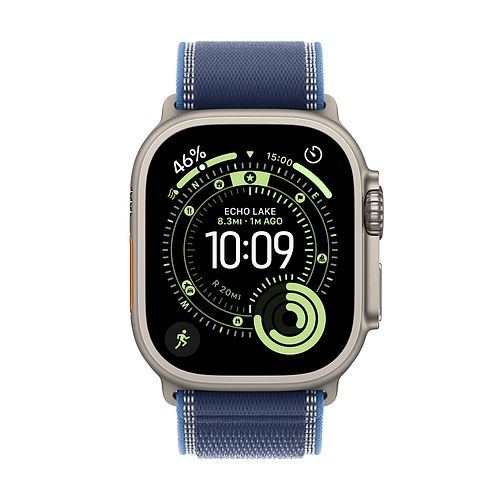 Apple - Apple Watch Ultra 3 GPS + Cellular 49mm / Natural Titanium Case with Blue/Bright Blue Trail Loop (S/M)