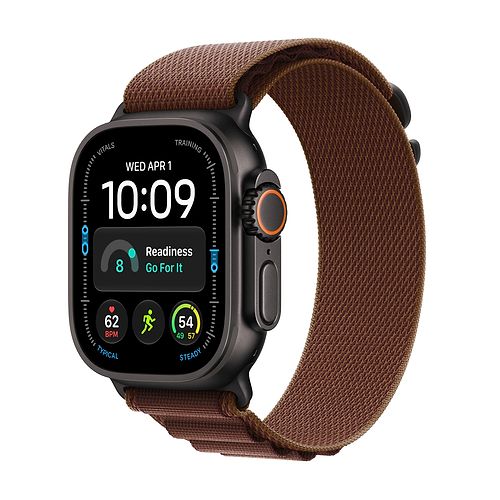 Apple - Apple Watch Ultra 4 GPS + Cellular 49mm / Black Titanium Case with Burgundy Alpine Loop (Medium)
