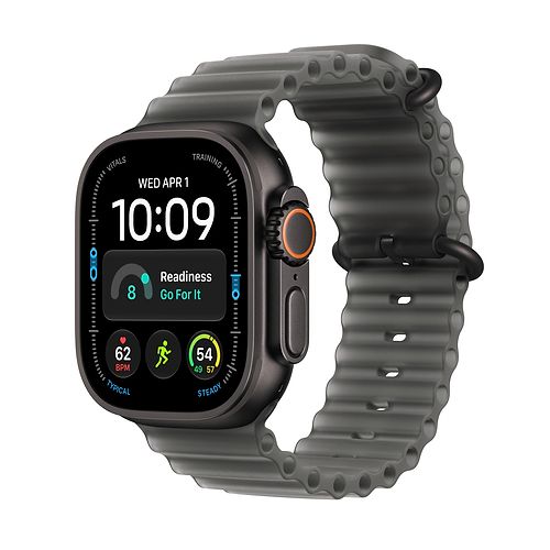 Apple - Apple Watch Ultra 4 GPS + Cellular 49mm / Black Titanium Case with Translucent Black Ocean Band
