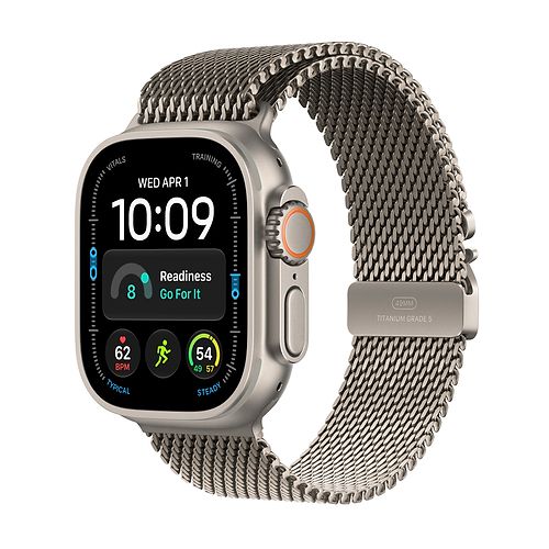 Apple - Apple Watch Ultra 4 GPS + Cellular 49mm / Natural Titanium Case with Natural Titanium Milanese Loop (Medium)