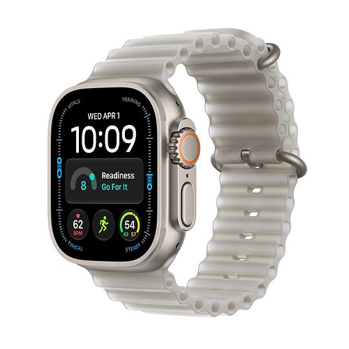 Apple - Apple Watch Ultra 4 GPS + Cellular 49mm / Natural Titanium Case with Translucent Grey Ocean Band