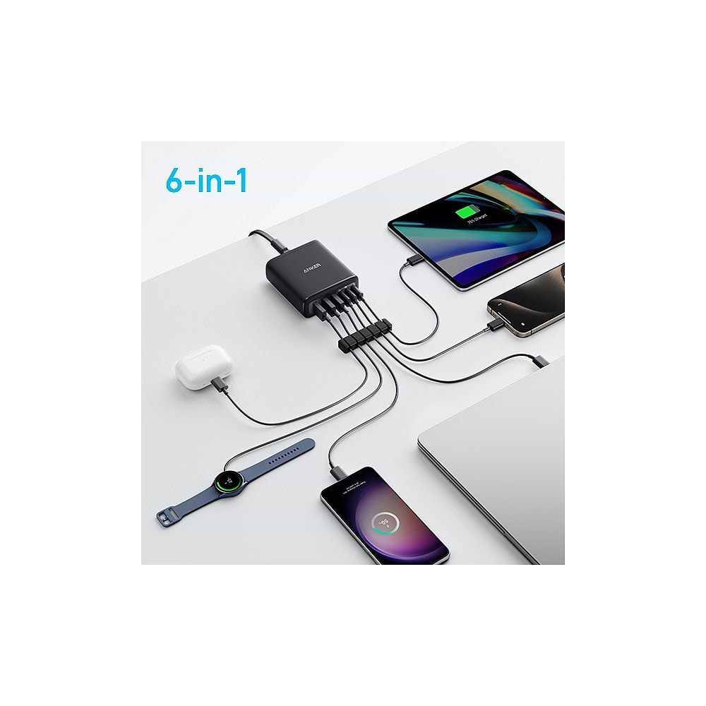 Anker - 112W Power Adapter (6 Ports) / Black